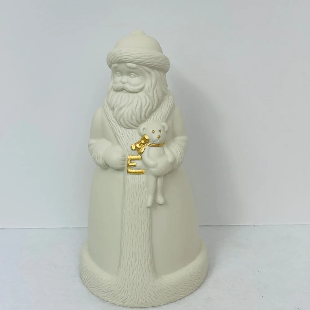 Lenox All is Bright Santa Figurine Light Up Ivory Porcelain Gold Letter E 863052